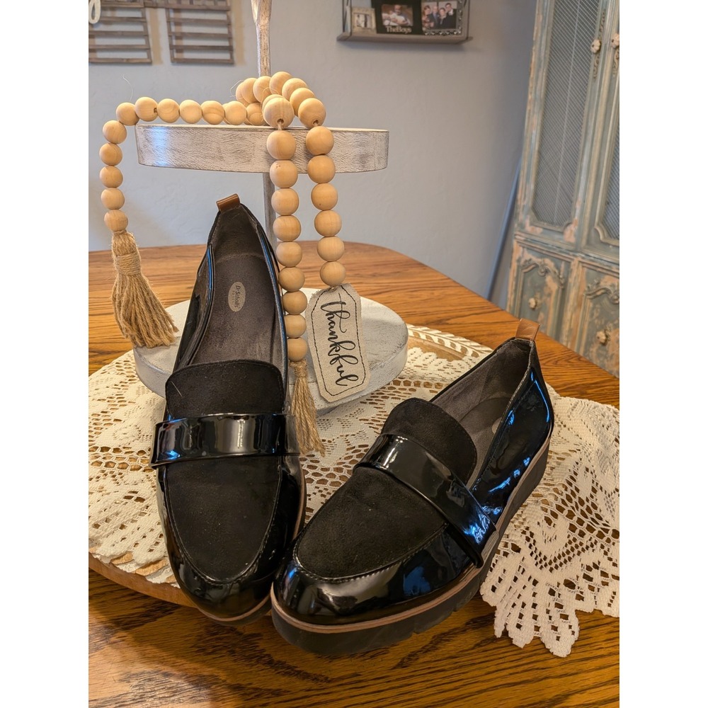 Dr. Scholls Size 8.5 Black Patent‎ Webster Platform Loafers